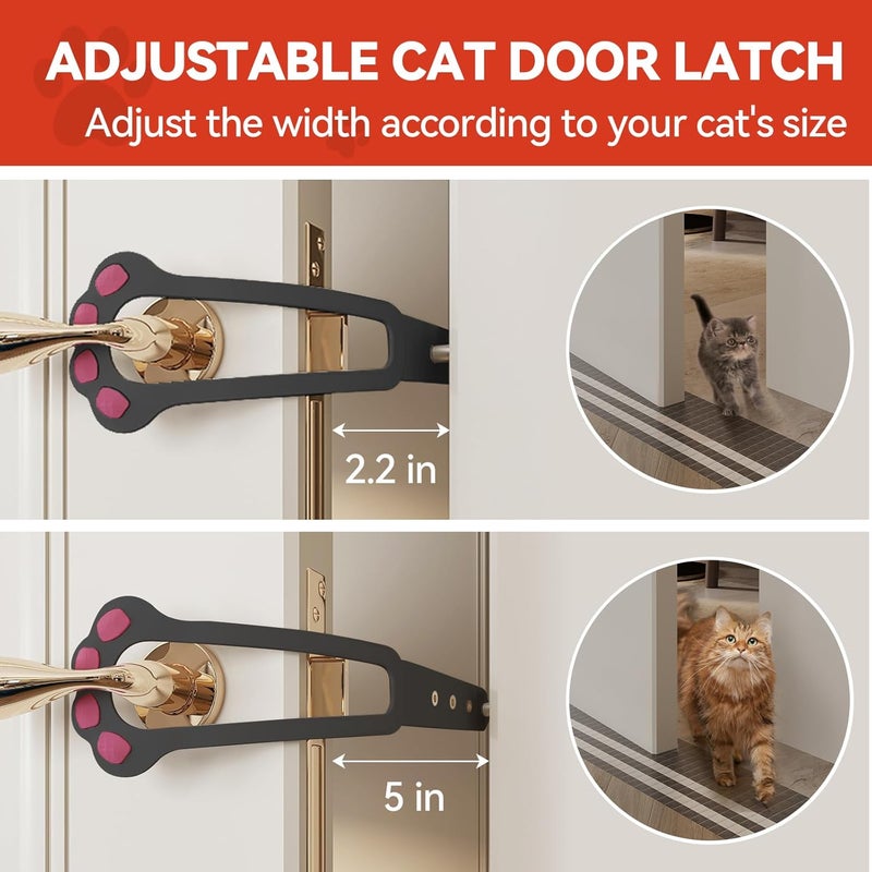 TGIOW Cat Door Latch, 1 Pcs Cat Door Stopper Pet Door Latch to Keep Dog Out of Litter Box and Food, Door Prop for Cat with 4 Adjustable Size Strap 2.2-5" Wide, No Measuring, Easy to Install, Grey - Image 5